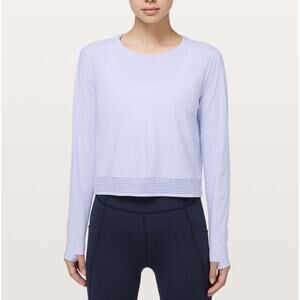 Lululemon Womens Striped‎ Long Sleeve Pullover T-Shirt Light Blue Gray